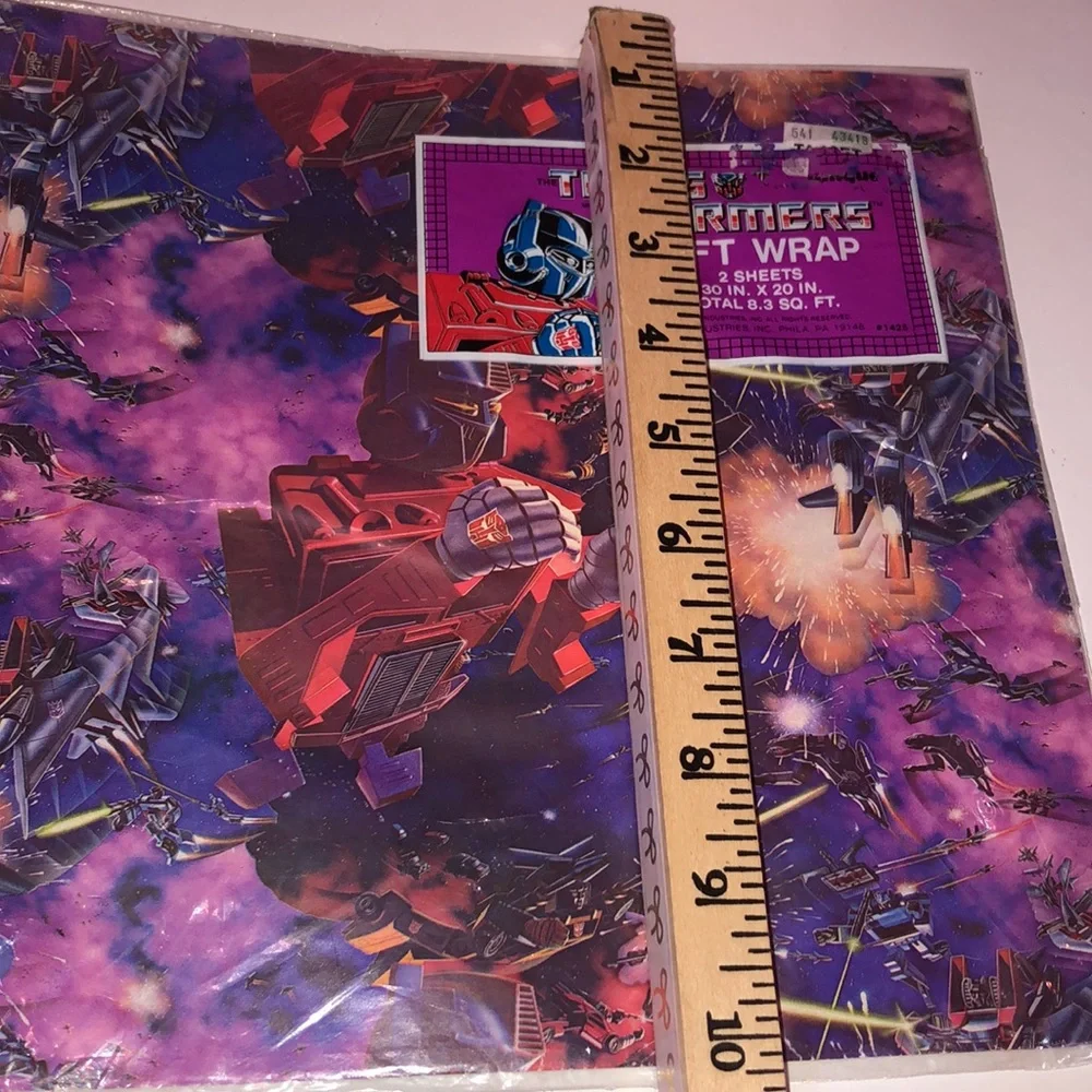 Transformers Wrapping Paper 1984 Optimus Prime in Package Vintage Transformer